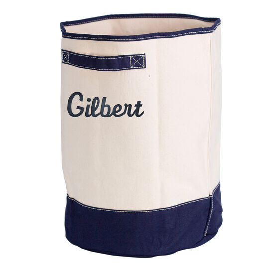 Personalized Navy Trimmed Storage Bucket